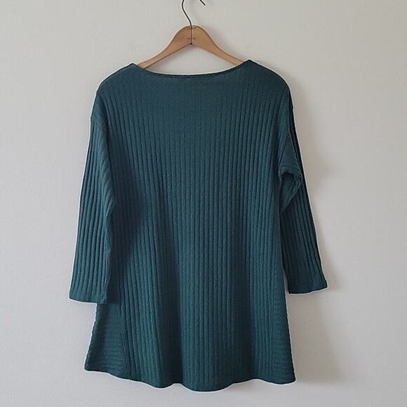 Soft Surroundings Green Ribbed Tunic Sweater Size Medium M - Picture 5 of 6